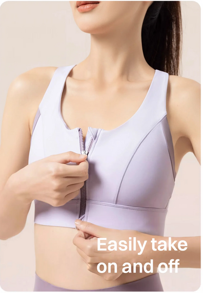 High-Impact Front-Zip Running Sports Bra Bi Color