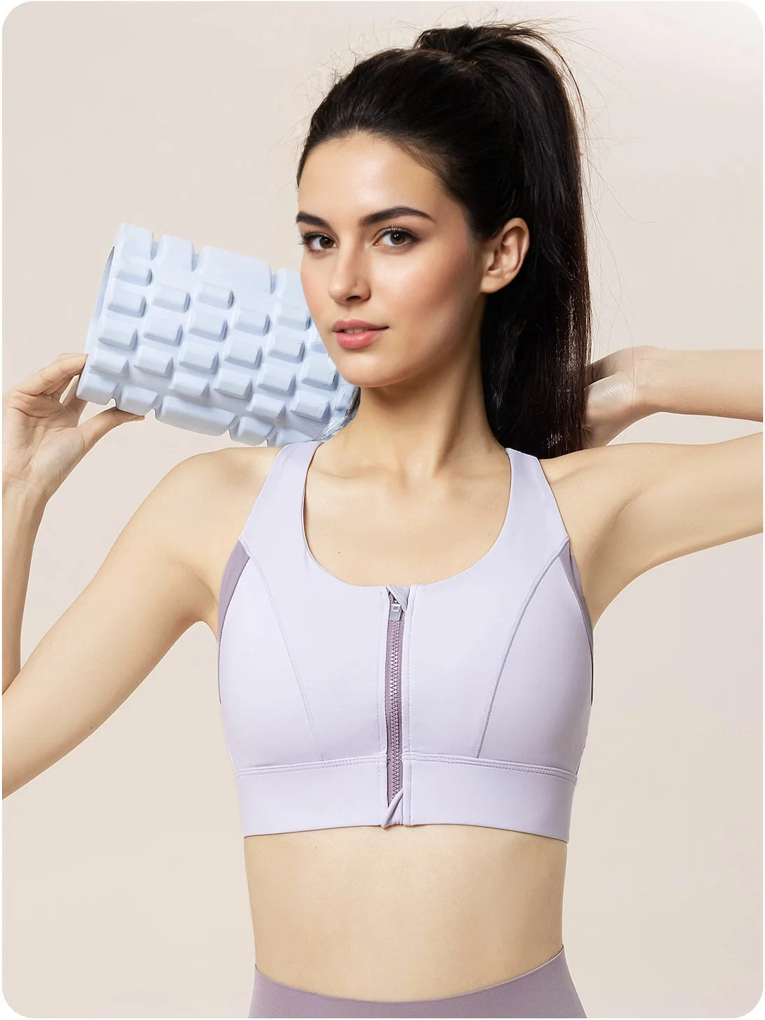 High-Impact Front-Zip Running Sports Bra Bi Color